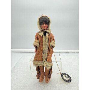 Vintage Handcrafted Native of Canada Inuit Doll Sleepy Eyes -AS IS